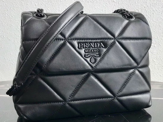 Prada Quilted Leather Shoulder Bag in Black