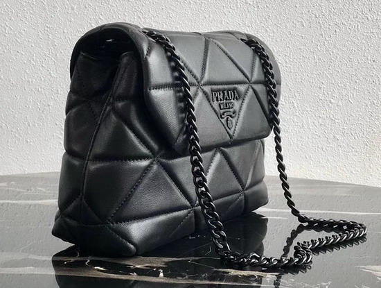 Prada Quilted Leather Shoulder Bag in Black