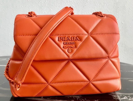 Prada Quilted Leather Shoulder Bag in Orange