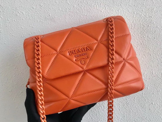 Prada Quilted Leather Shoulder Bag in Orange