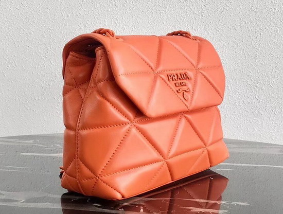 Prada Quilted Leather Shoulder Bag in Orange