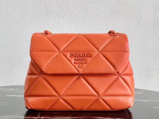 Prada Quilted Leather Shoulder Bag in Orange