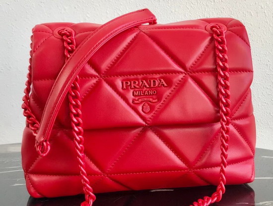 Prada Quilted Leather Shoulder Bag in Red