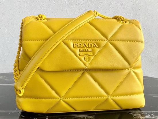 Prada Quilted Leather Shoulder Bag in Yellow