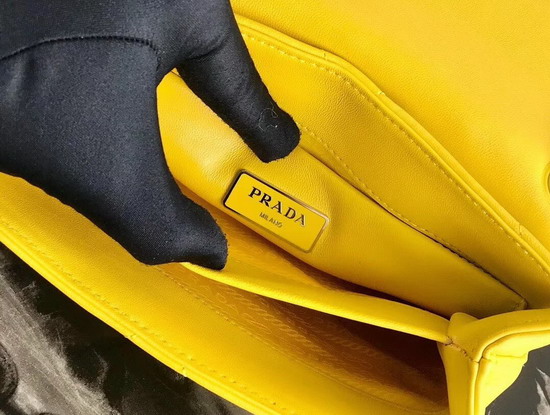 Prada Quilted Leather Shoulder Bag in Yellow