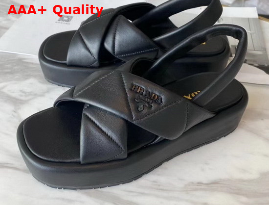 Prada Quilted Nappa Leather Flatform Sandals in Black Replica