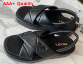 Prada Quilted Nappa Leather Flatform Sandals in Black Replica