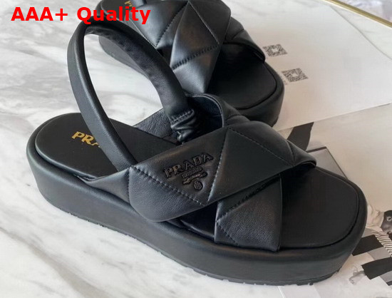 Prada Quilted Nappa Leather Flatform Sandals in Black Replica