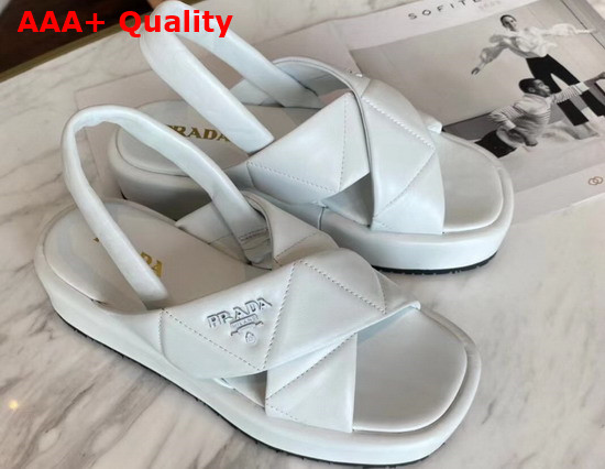 Prada Quilted Nappa Leather Flatform Sandals in White Replica