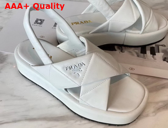 Prada Quilted Nappa Leather Flatform Sandals in White Replica