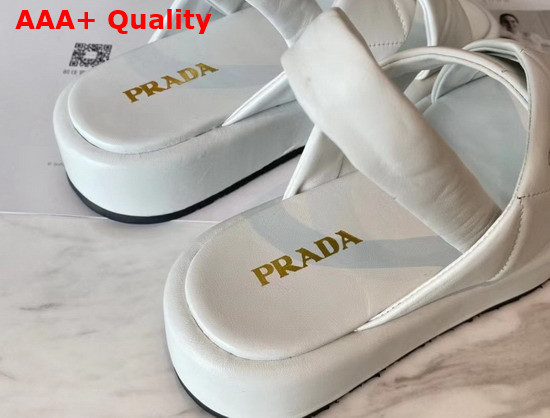 Prada Quilted Nappa Leather Flatform Sandals in White Replica