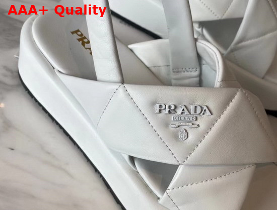 Prada Quilted Nappa Leather Flatform Sandals in White Replica