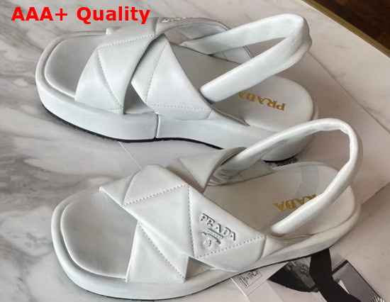 Prada Quilted Nappa Leather Flatform Sandals in White Replica