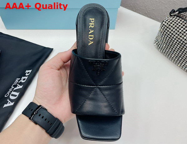 Prada Quilted Nappa Leather Heeled Sandals in Black 1XX583 Replica