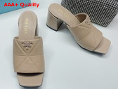 Prada Quilted Nappa Leather Heeled Sandals in Desert Beige 1XX583 Replica