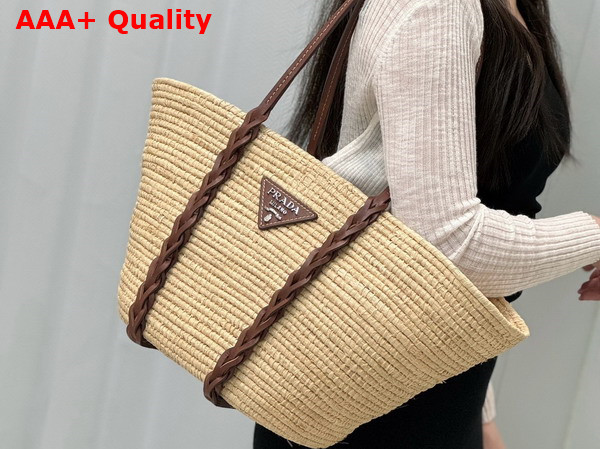 Prada Raffia Basket Bag in Natural 1BG312 Replica