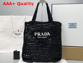 Prada Raffia Tote Bag in Black 1BG393 Replica