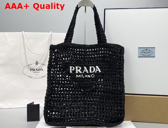 Prada Raffia Tote Bag in Black 1BG393 Replica