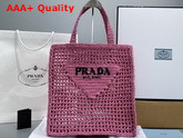 Prada Raffia Tote Bag in Petal Pink 1BG393 Replica