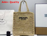 Prada Raffia Tote Bag in Tan 1BG393 Replica