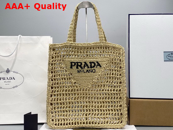 Prada Raffia Tote Bag in Tan 1BG393 Replica