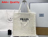 Prada Raffia Tote Bag in White 1BG393 Replica