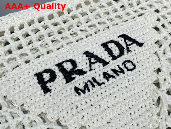 Prada Raffia Tote Bag in White 1BG393 Replica