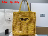 Prada Raffia Tote Bag in Yellow 1BG393 Replica