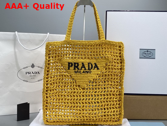 Prada Raffia Tote Bag in Yellow 1BG393 Replica