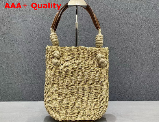 Prada Raffia and Leather Bag Beige Cognac Replica