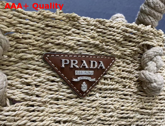 Prada Raffia and Leather Bag Beige Cognac Replica