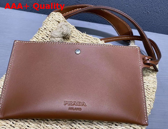 Prada Raffia and Leather Bag Beige Cognac Replica