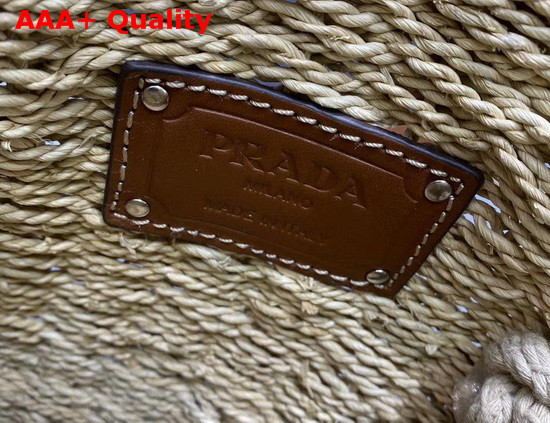 Prada Raffia and Leather Bag Beige Cognac Replica