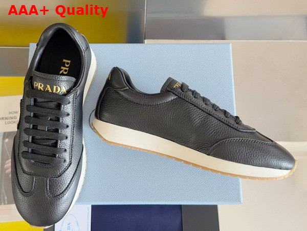 Prada Rank Leather Sneakers in Black Replica