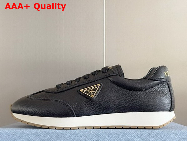 Prada Rank Leather Sneakers in Black Replica