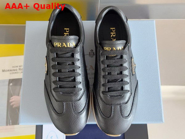 Prada Rank Leather Sneakers in Black Replica