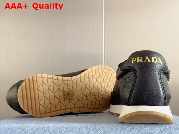 Prada Rank Leather Sneakers in Black Replica