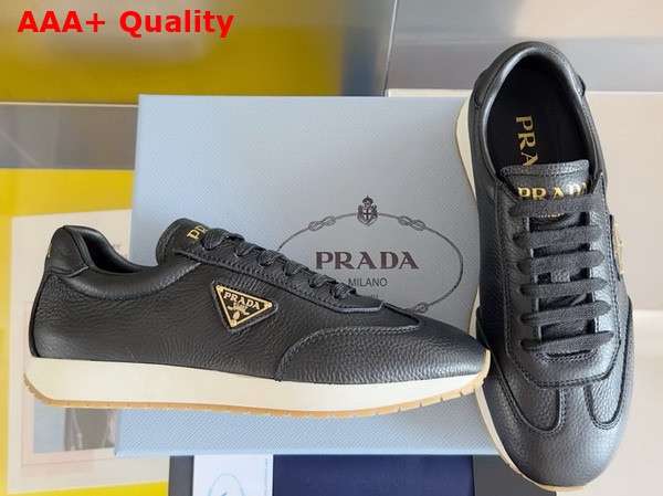 Prada Rank Leather Sneakers in Black Replica