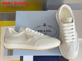 Prada Rank Leather Sneakers in Light Grey Replica