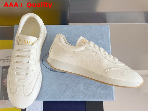 Prada Rank Leather Sneakers in White Replica