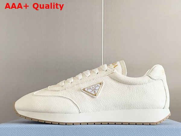 Prada Rank Leather Sneakers in White Replica