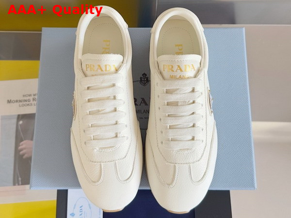 Prada Rank Leather Sneakers in White Replica