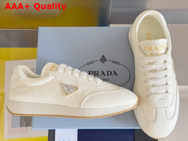 Prada Rank Leather Sneakers in White Replica