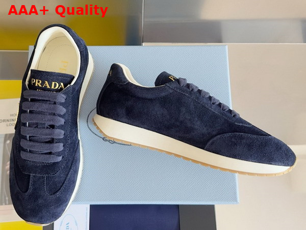 Prada Rank Suede Sneakers in Navy 2EG436 Replica