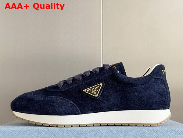 Prada Rank Suede Sneakers in Navy 2EG436 Replica