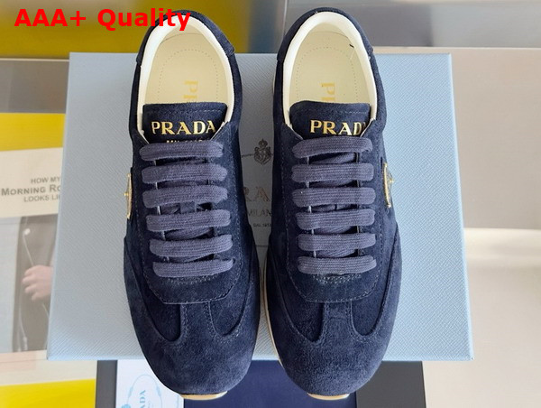 Prada Rank Suede Sneakers in Navy 2EG436 Replica