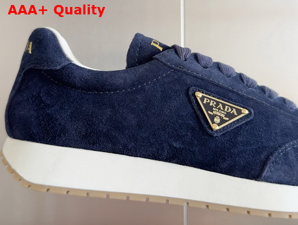 Prada Rank Suede Sneakers in Navy 2EG436 Replica