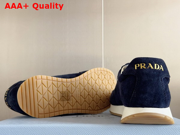 Prada Rank Suede Sneakers in Navy 2EG436 Replica