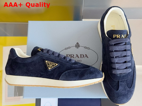 Prada Rank Suede Sneakers in Navy 2EG436 Replica