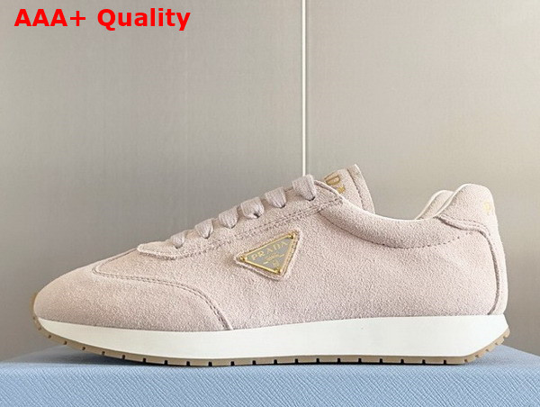 Prada Rank Suede Sneakers in Pumice Stone 2EG436 Replica